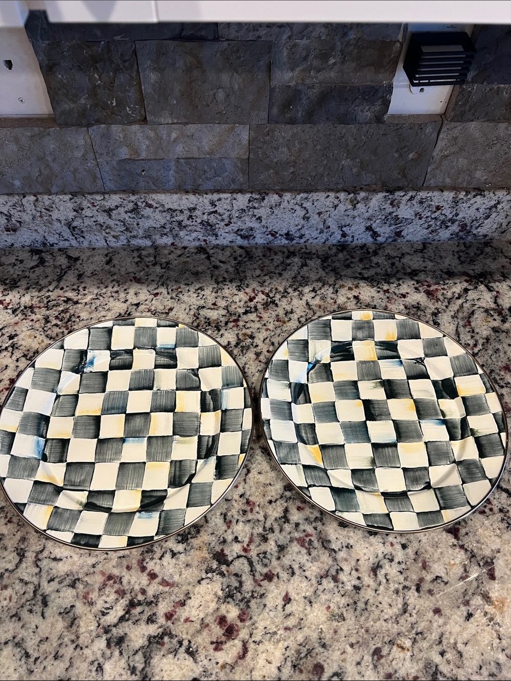 Mackenzie-Childs Camp Vintage Victoria and Richard Chargers 12” - SET OF 2. EUC.